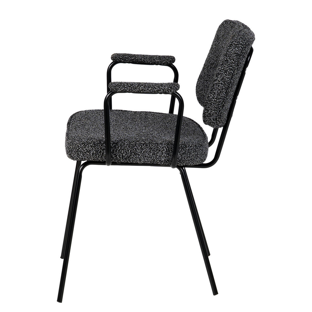 POLSTERSTUHL - 2er-Set - Metall / Textil - Schwarzweiß - Schwarz/Weiß, Textil/Metall (58/80/60cm) - home24