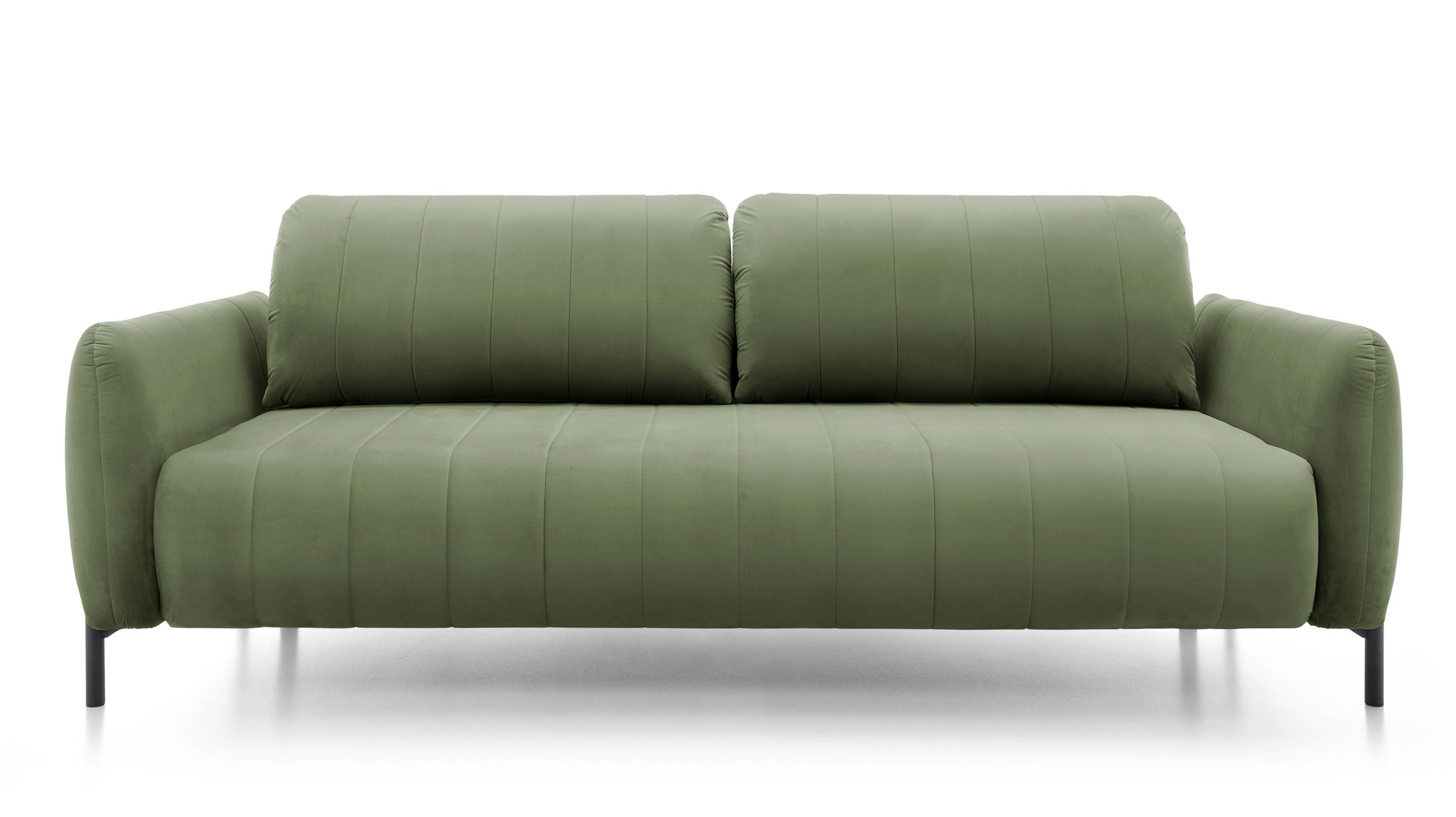 SCHLAFSOFA Neva Salbeigrün Velours 234 cm - Salbeigrün/Schwarz, Textil/Metall (234/90/100cm) - Selsey