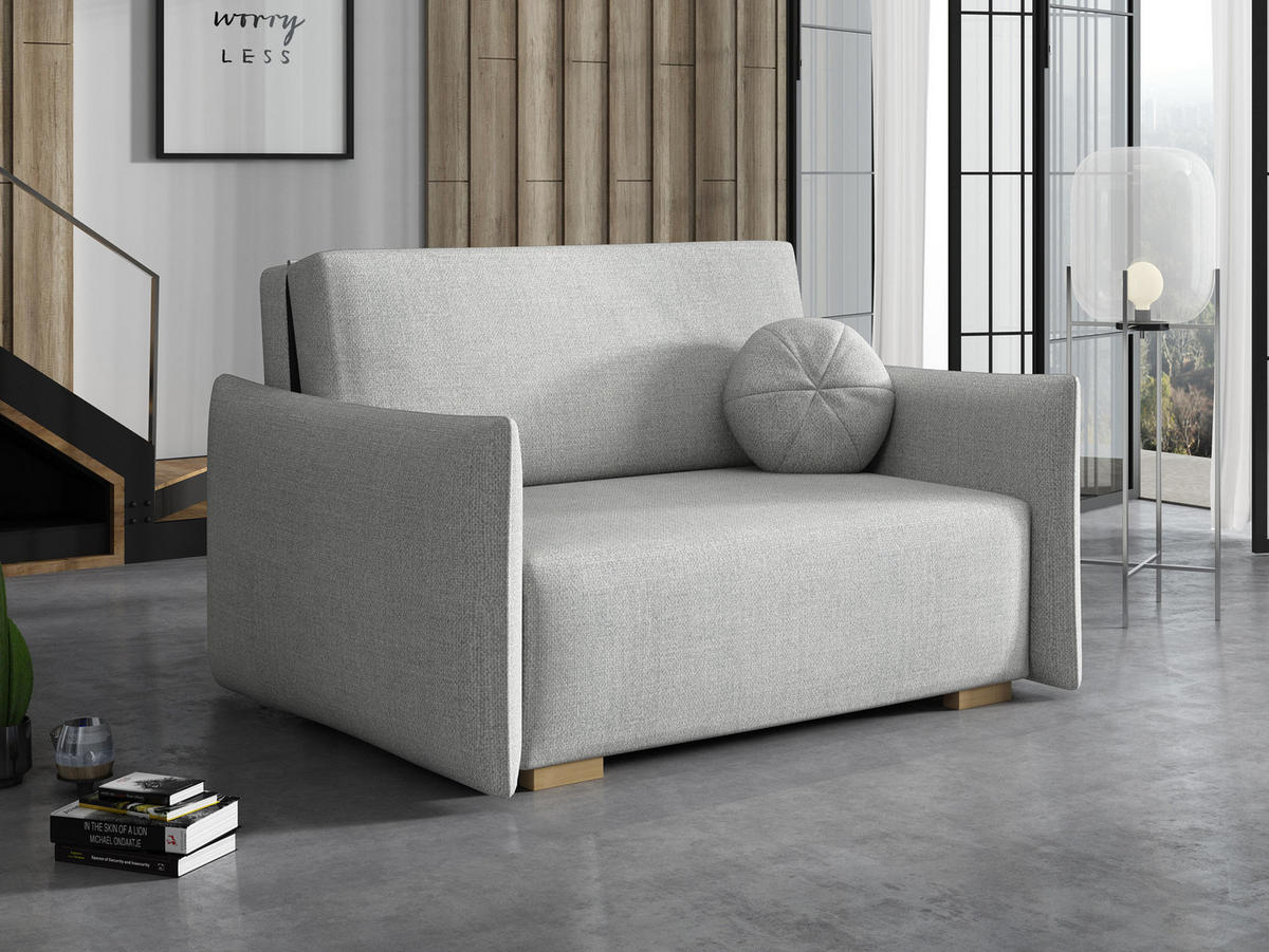 SCHLAFSOFA Viva Glov II - Hellgrau/Naturfarben, Holz/Textil (134/85/98cm) - MIRJAN24
