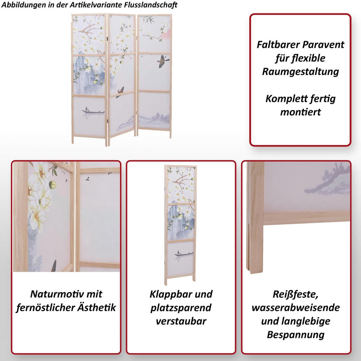 PARAVENT Blau - Blau, Holz (137/170/2cm) - MCW