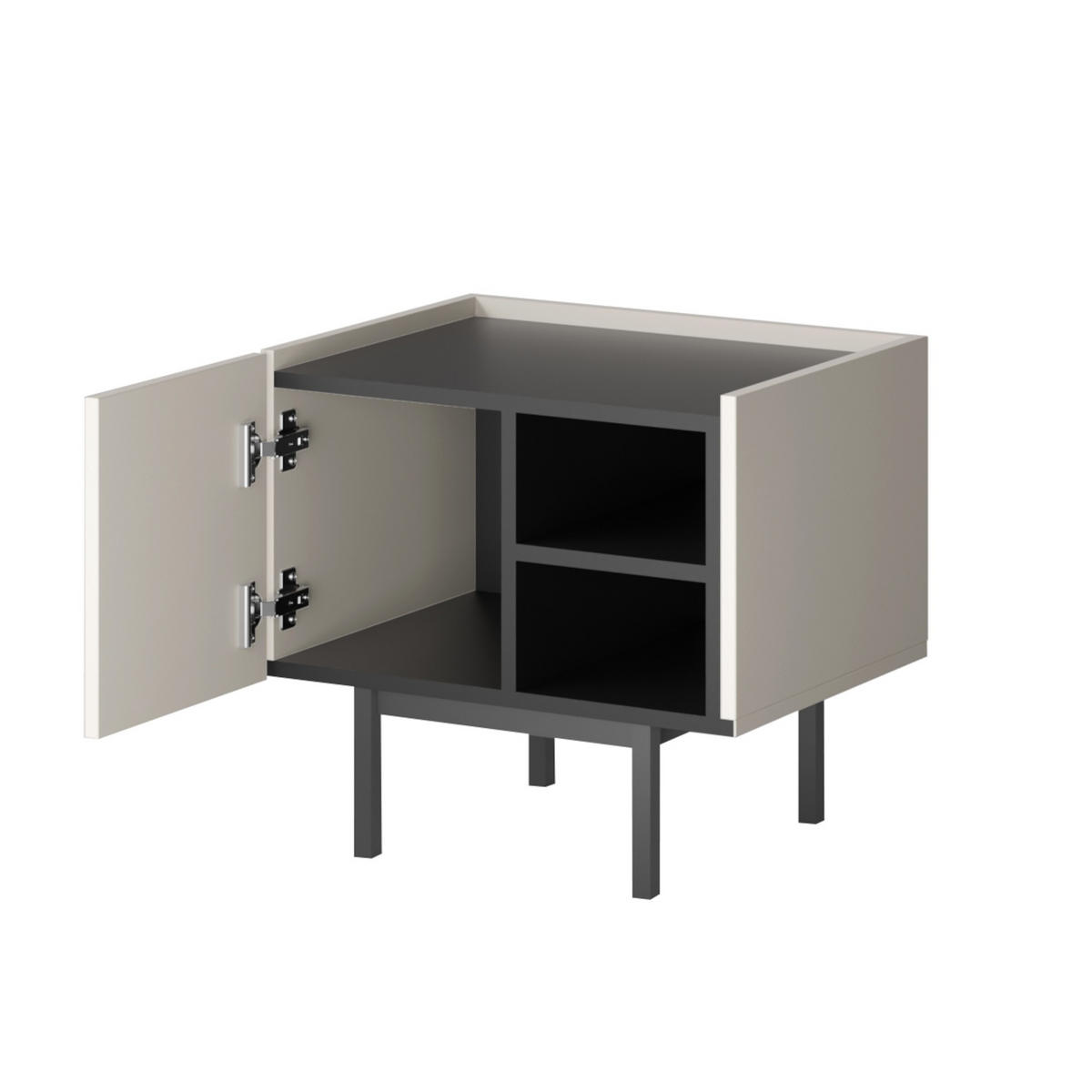 LINKER Nachttisch auf Beinen Noel 50 Kaschmir/Schwarz - Kaschmir/Schwarz, Holzwerkstoff/Metall (53/50/42cm) - mzm24