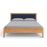 MASSIVHOLZBETT Silva aus Eiche 200x220 cm, Storm 77 - Blau/Eichefarben, Holz (200/220cm) - Danzz