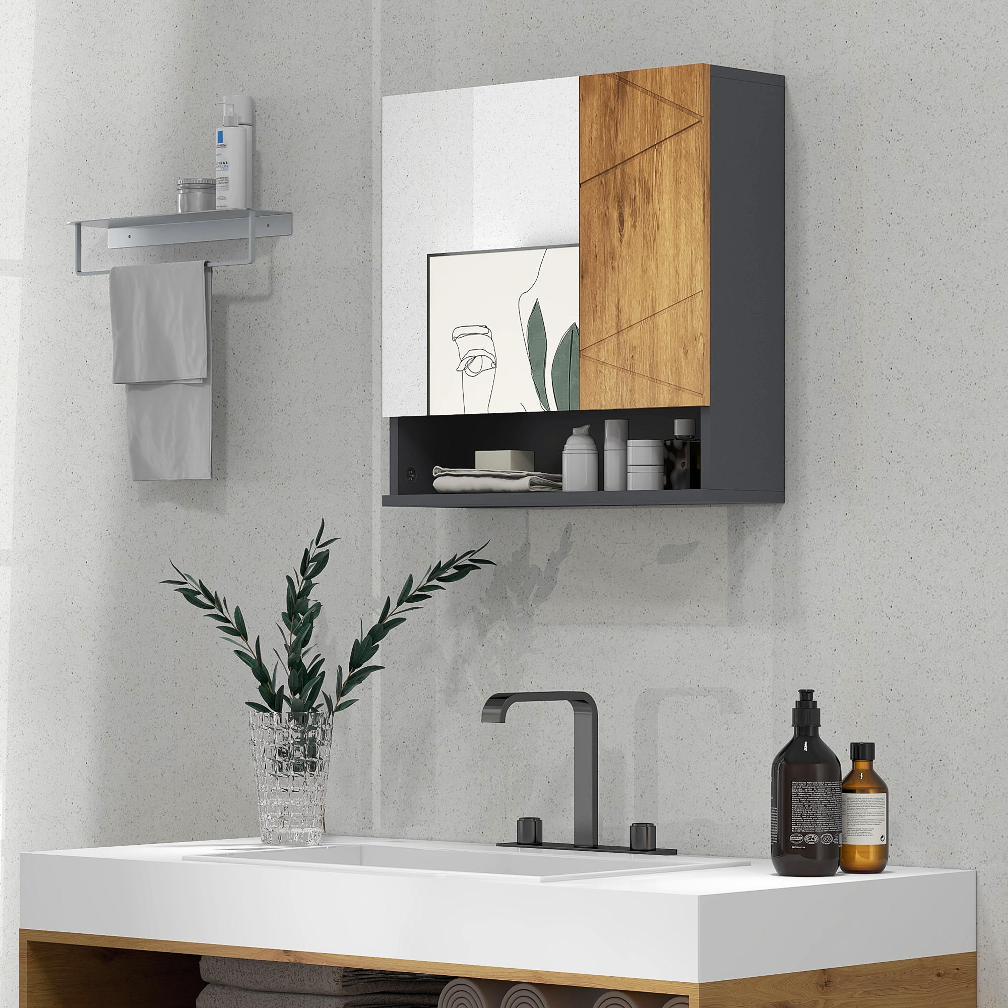 Pangivo Spiegelschrank Ahorn 17x55x55 cm