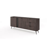 SIDEBOARD Arvis Eiche Dunin, Zweitürig mit Schubladen - Eichefarben/Schwarz, Holzwerkstoff (195/81/38cm) - Bettso