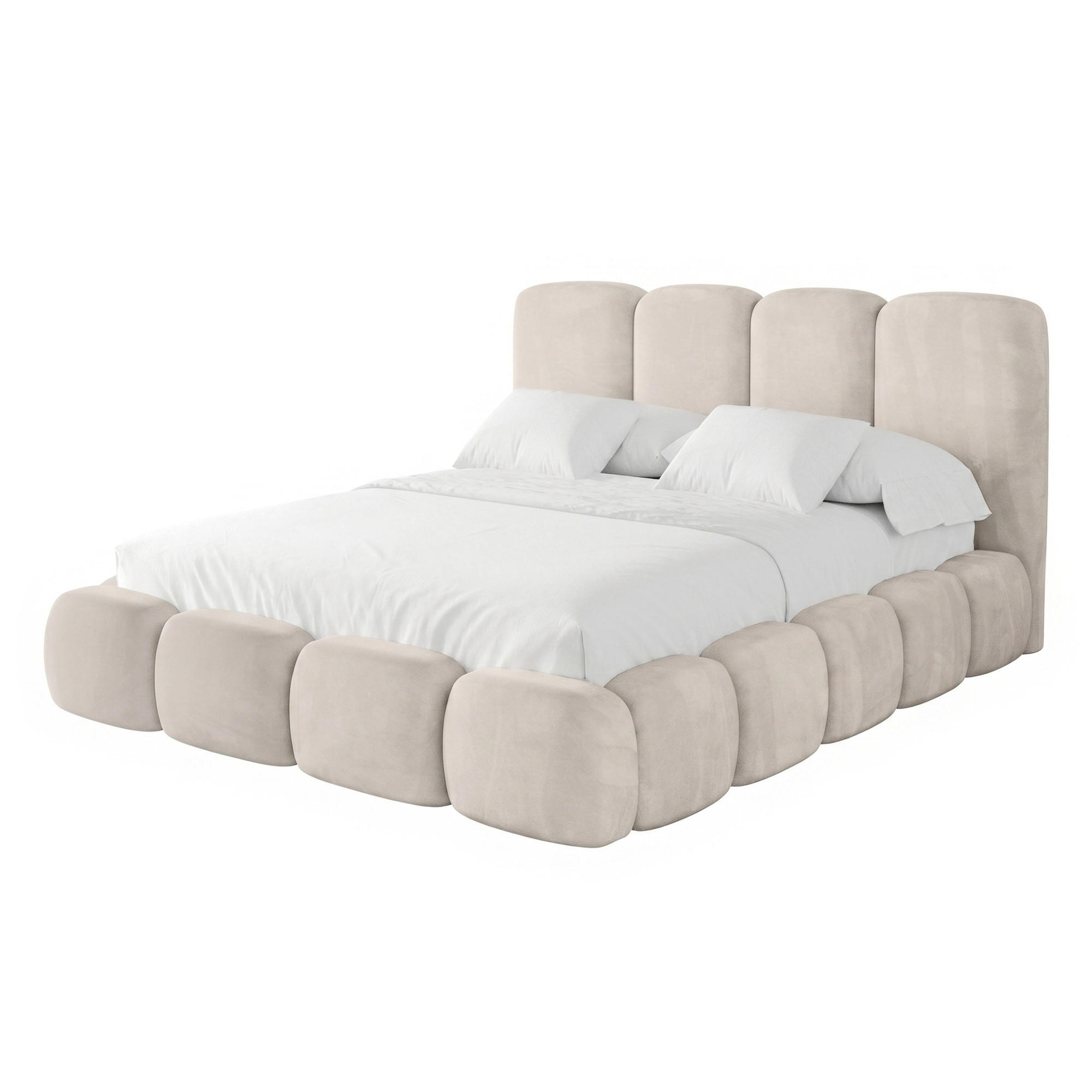 POLSTERBETT SUENO MAXI 200x200 cm in Hellgrau, gepolstertes Kopfteil, Metalllattenrost, Bettkasten, Velour-Stoff - Hellgrau/Naturfarben, Holz/Textil (200/200cm) - Muffo