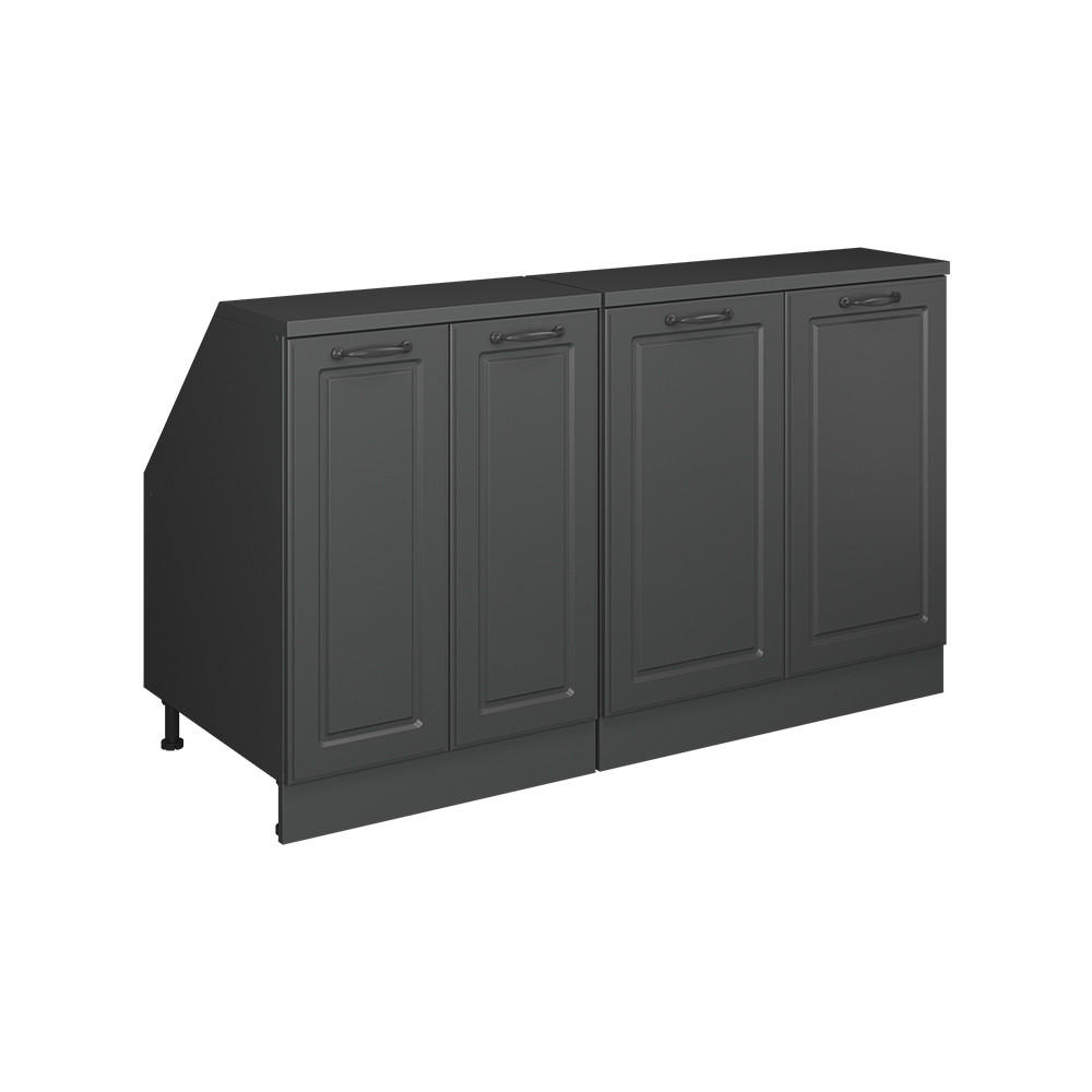 KÖKSSKÅP FÖR SLUTTANDE TAK R-Line Antracit hus på landet 140 cm Set om 2 skåpstommar 60 cm djup Antracit, Antracit 83.8/140/60 cm
