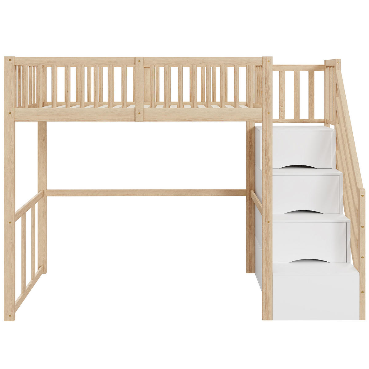 HOCHBETT 90/200 cm in Natur mit Aufbewahrungstreppe und Tisch - Eichefarben/Weiß, Holz/Holzwerkstoff (90/200cm) - WISHDOR