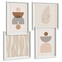 BILDER SET 4er Set - 50x50 cm & 40x60 cm Weißer Rahmen - Abstrakte Formen braun beige - Weiß, Kunststoff (50/50cm) - TULUP