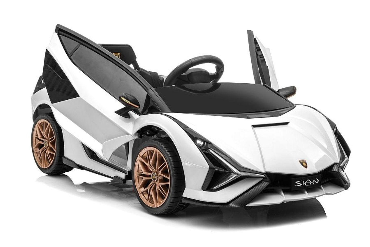 KINDERELEKTROAUTO Lamborghini Sian weiß EVA-Reifen Flügeltüren Scheinwerfer - Weiß, Kunststoff (108/62/40cm) - Es-Toys