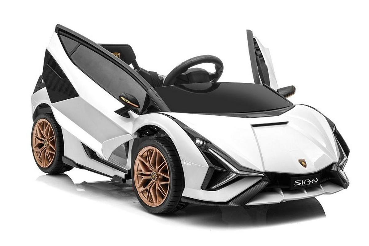 KINDERELEKTROAUTO Lamborghini Sian weiß EVA-Reifen Flügeltüren Scheinwerfer - Weiß, Kunststoff (108/62/40cm) - Es-Toys
