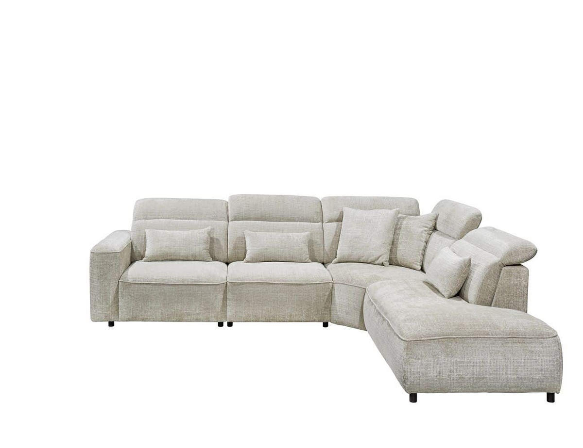 ECKSOFA mit 5-fach verstellbare Kopflehnen und pflegeleichter Mikrofaser-Chenille-Bezug - Taupe/Schwarz, Kunststoff/Textil (285/339cm) - ed exciting design