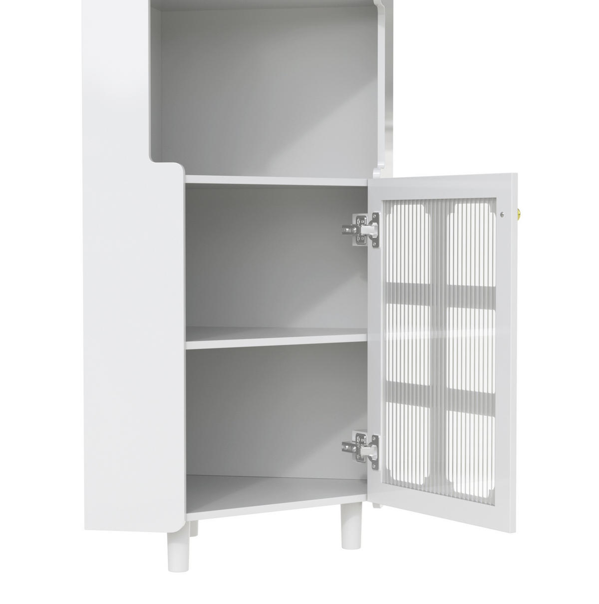 LED-ECKSPEICHERSCHRANK 63.5x17x157.5 cm Weiß aus Spanplatte mit App-LED & 3-Zonen-Storage - Weiß, Holzwerkstoff (63.5/157.5/17cm) - Modfu
