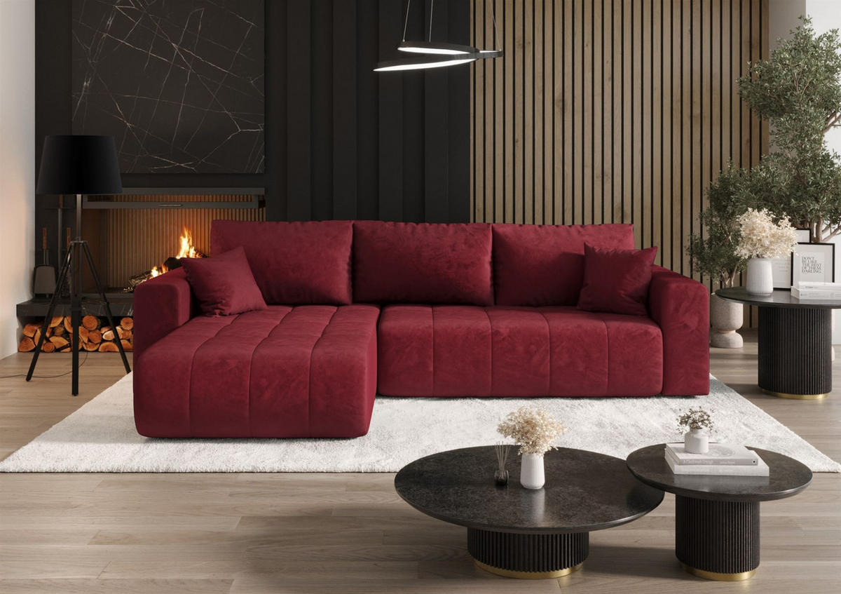 ECKSOFA Camila - Rot, Holzwerkstoff/Textil (280/185cm) - Fun Möbel