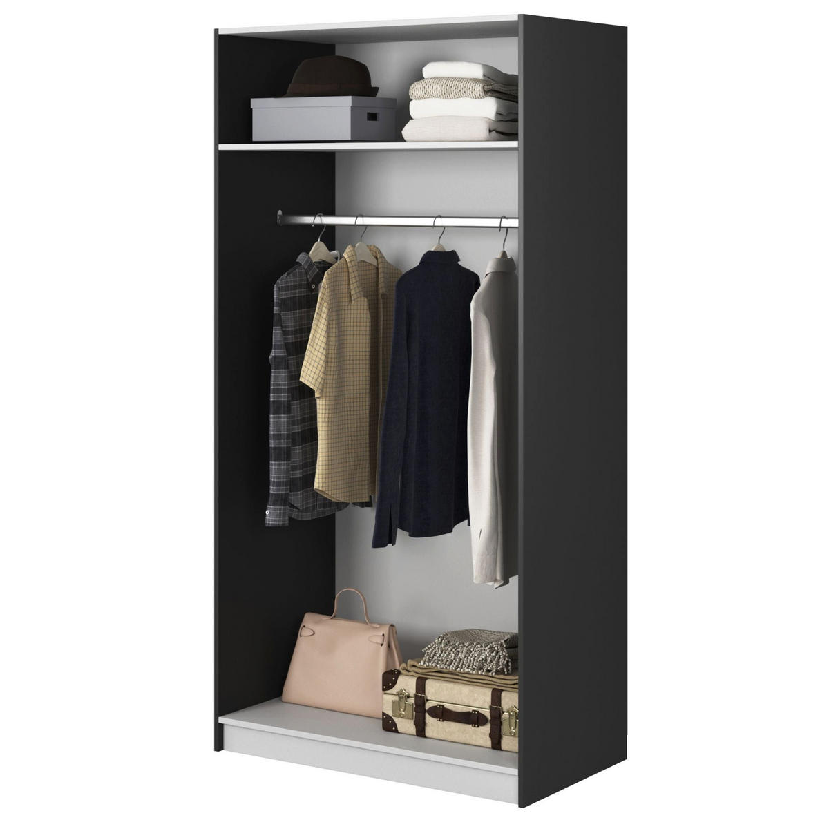 KLEIDERSCHRANK Frame Schwarz 100 cm - Goldfarben/Schwarz, Holzwerkstoff/Metall (100/200.5/57cm) - Selsey
