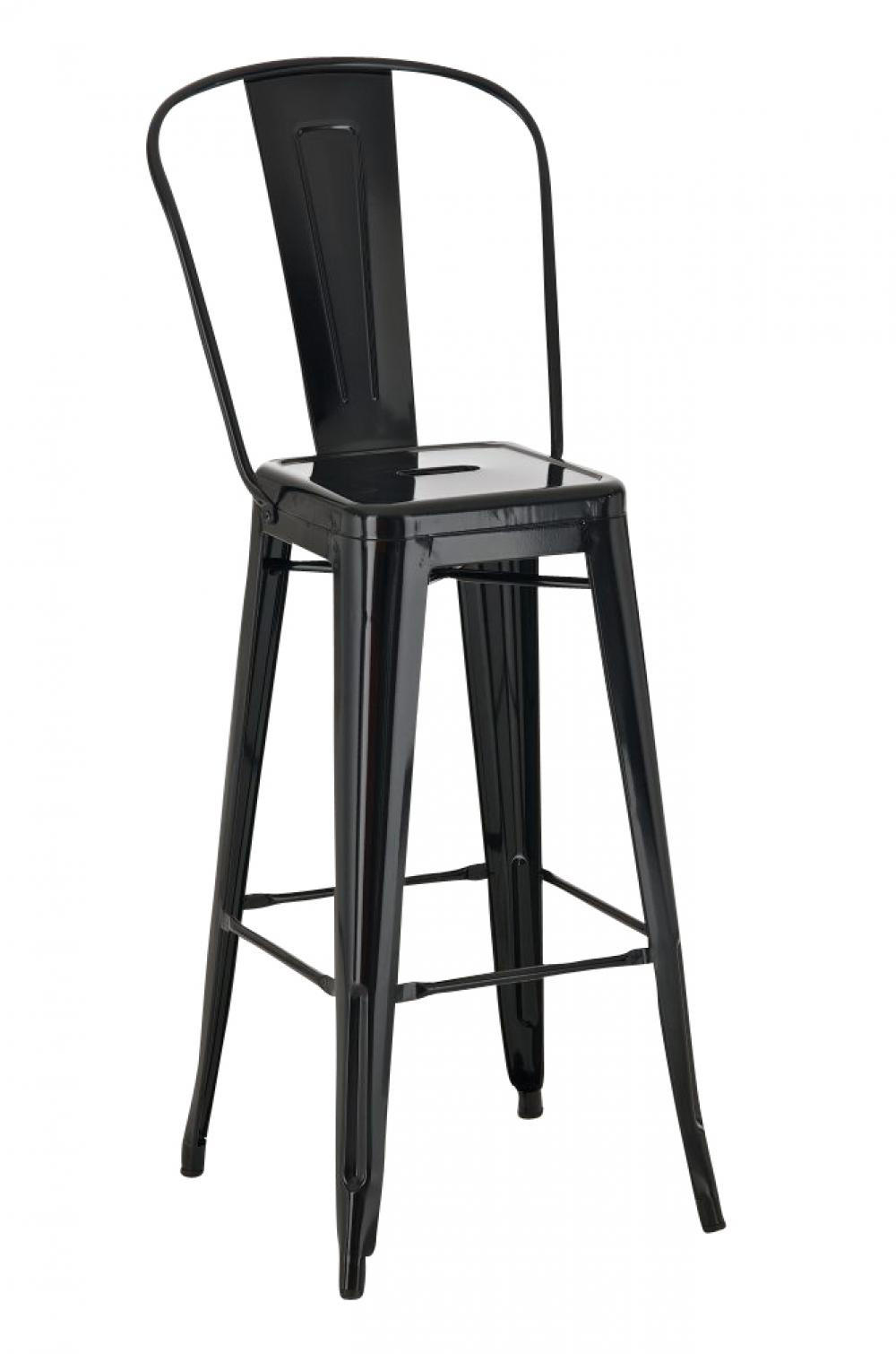 BARHOCKER Metall schwarz - Eukalyptusholzfarben/Schwarz, Metall (44/115/52cm) - CLP
