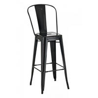 BARHOCKER Metall schwarz - Eukalyptusholzfarben/Schwarz, Metall (44/115/52cm) - CLP