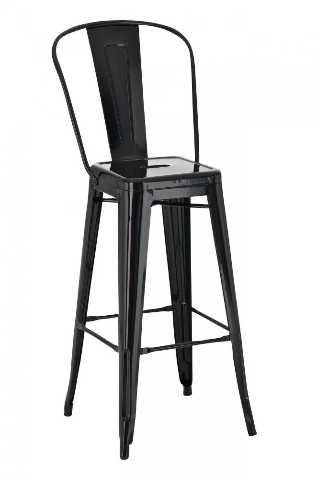 BARHOCKER Metall schwarz - Eukalyptusholzfarben/Schwarz, Metall (44/115/52cm) - CLP