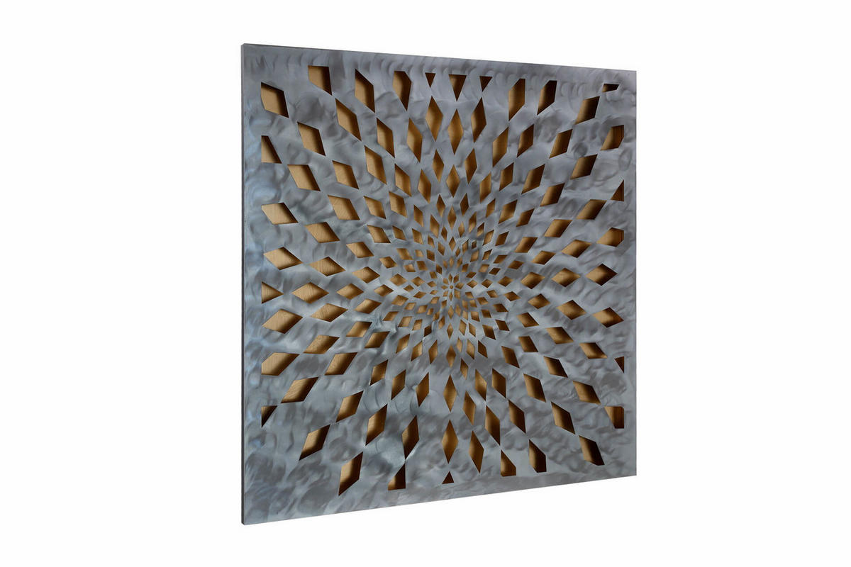 METALLBILD Gold 80/80 cm - Silberfarben/Goldfarben, Metall (3/80cm) - KUNSTLOFT