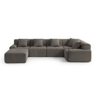 WOHNLANDSCHAFT Chenille Blaugrau - Braun, Textil (345/73/190cm) - MILYsofa