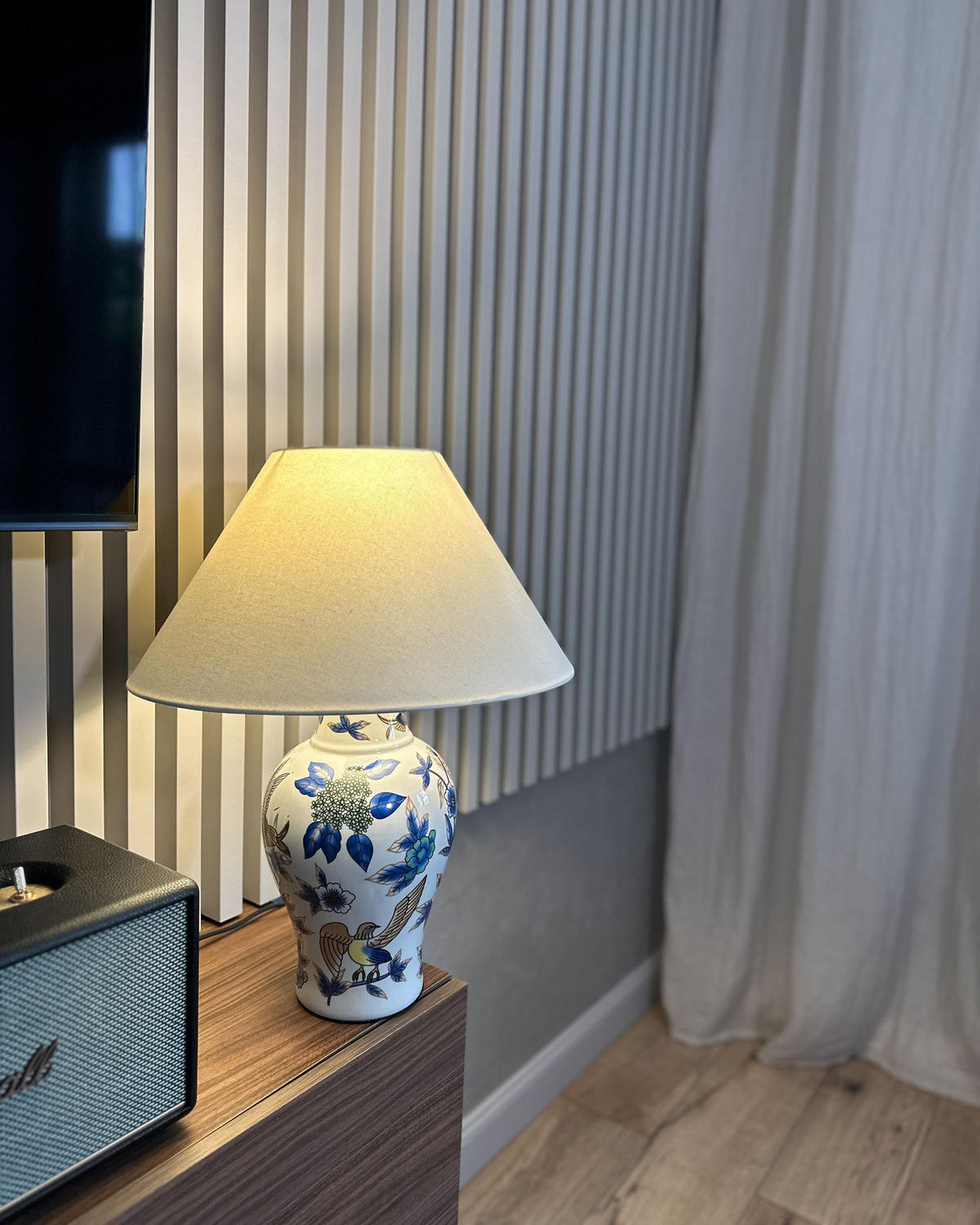 TISCHLAMPE Porzellan Weiß/Blau Moraca - Blau/Weiß, Keramik (40/40/53cm) - Beliani