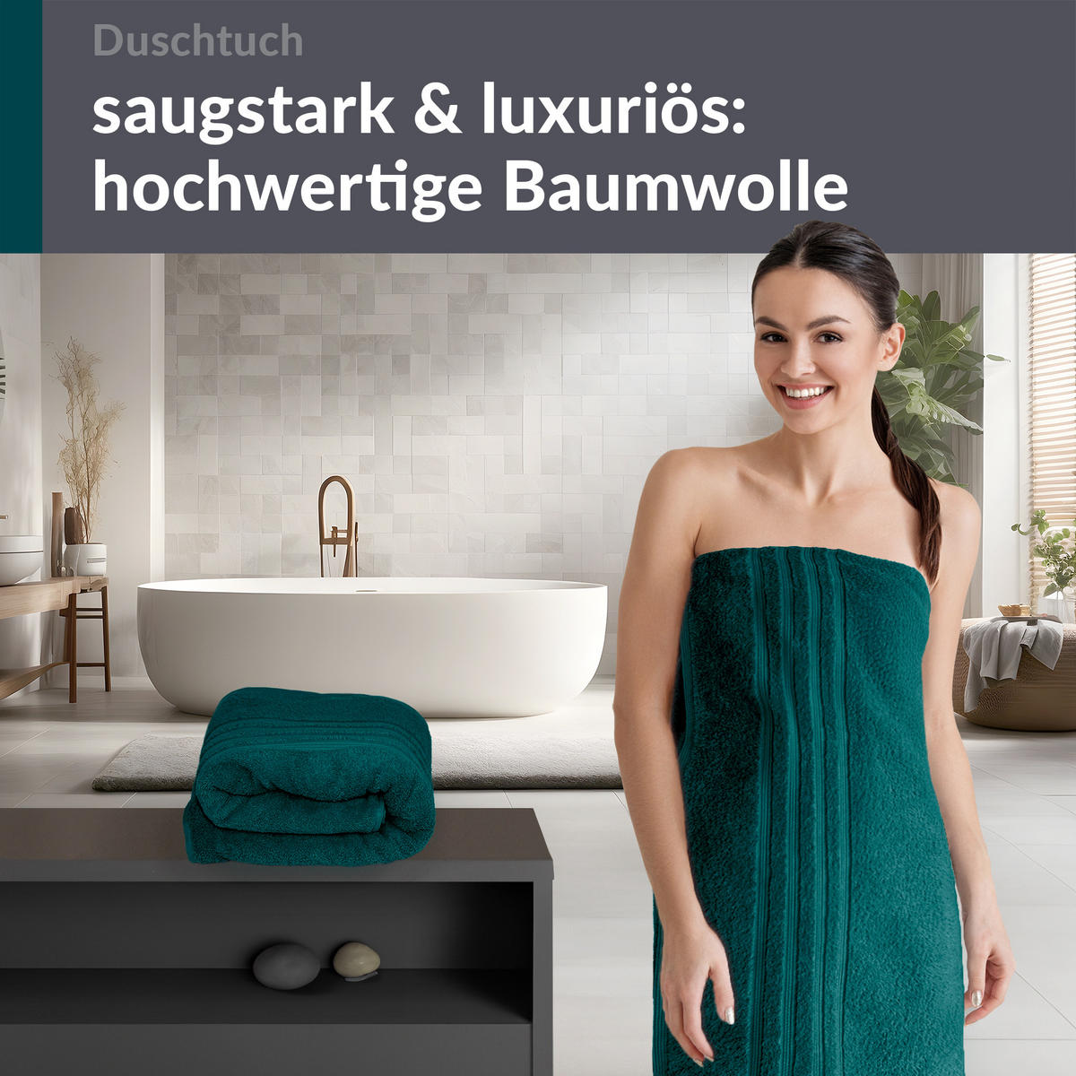 DUSCHTUCH London Opal Grün 2er Set 70x140 - Opal, Textil (70/140cm) - Lashuma
