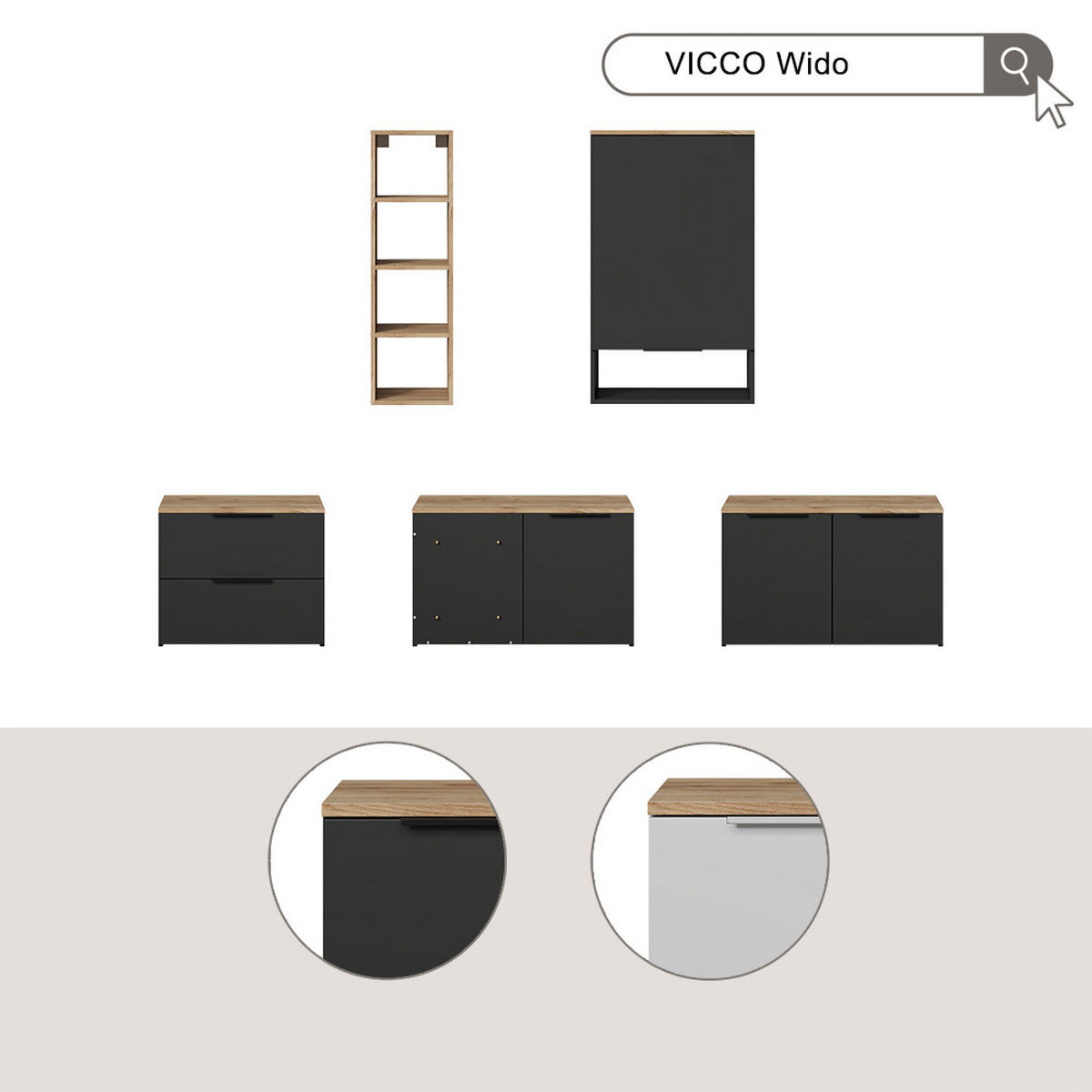 KOMMODE Wido Weiß/Sonoma 40 x 50 cm mit 2 Türen - Weiß/Sonoma Eiche, Holzwerkstoff (80/50/40cm) - Vicco