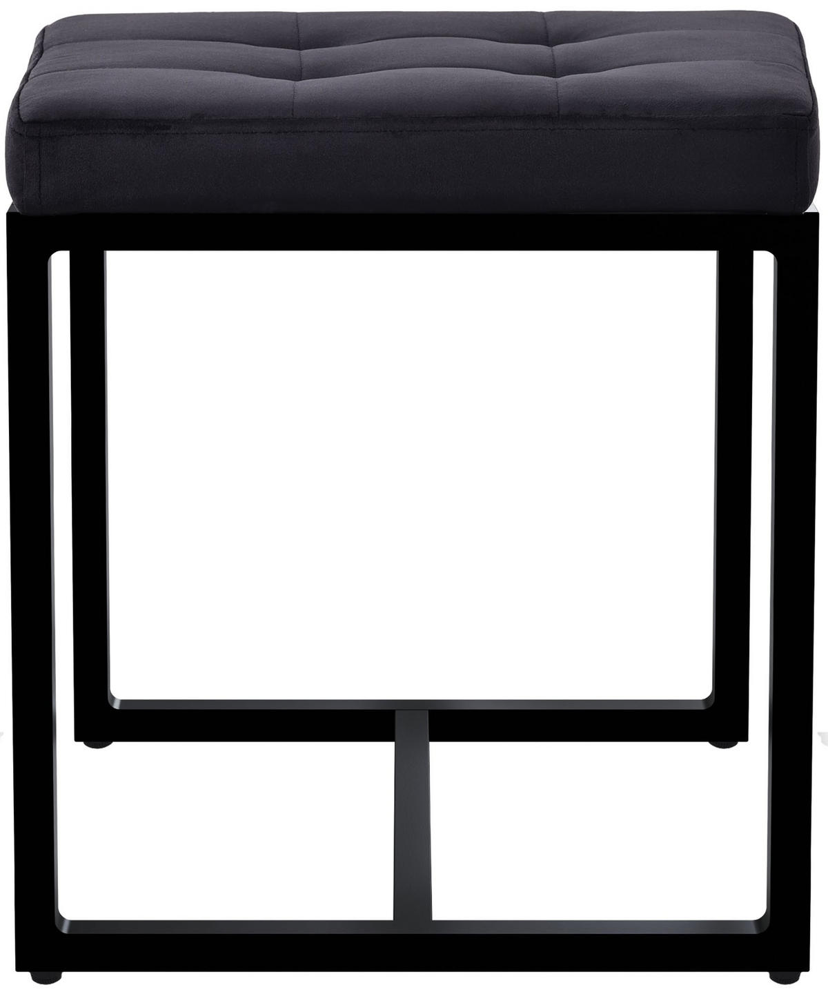 SITZWÜRFEL eckig 40/40/48 cm Samt schwarz - Schwarz, Textil/Metall (40/48/40cm) - CLP
