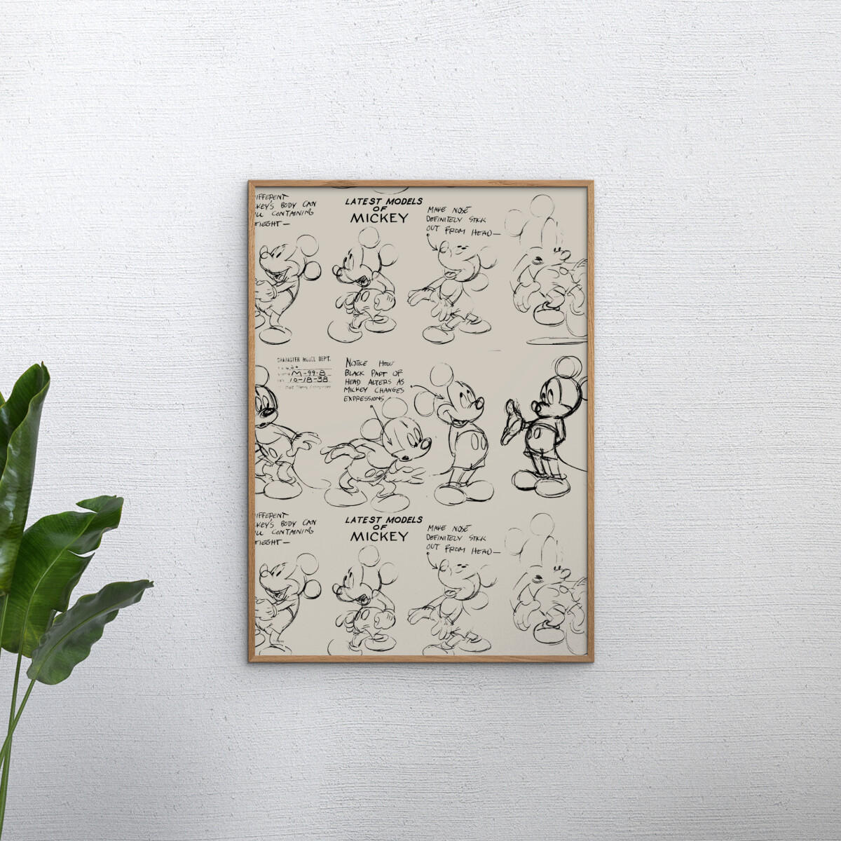 POSTER mit Rahmen Disney - Disney - Mickey Mouse Latest Models of Mickey - Eichefarben/Beige, Holz/Papier (50/70cm) - Poster&Frame