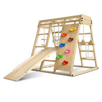 KLETTERGERÜST MAXI für Kinder mit Rutsche - Naturfarben, Holz (119/124cm) - Juskys