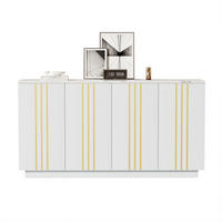 SIDEBOARD 140/35/70 cm weiß-gold aus Spanplatte mit 4 Türen - Weiß, Holzwerkstoff (140/70/35cm) - OKWISH