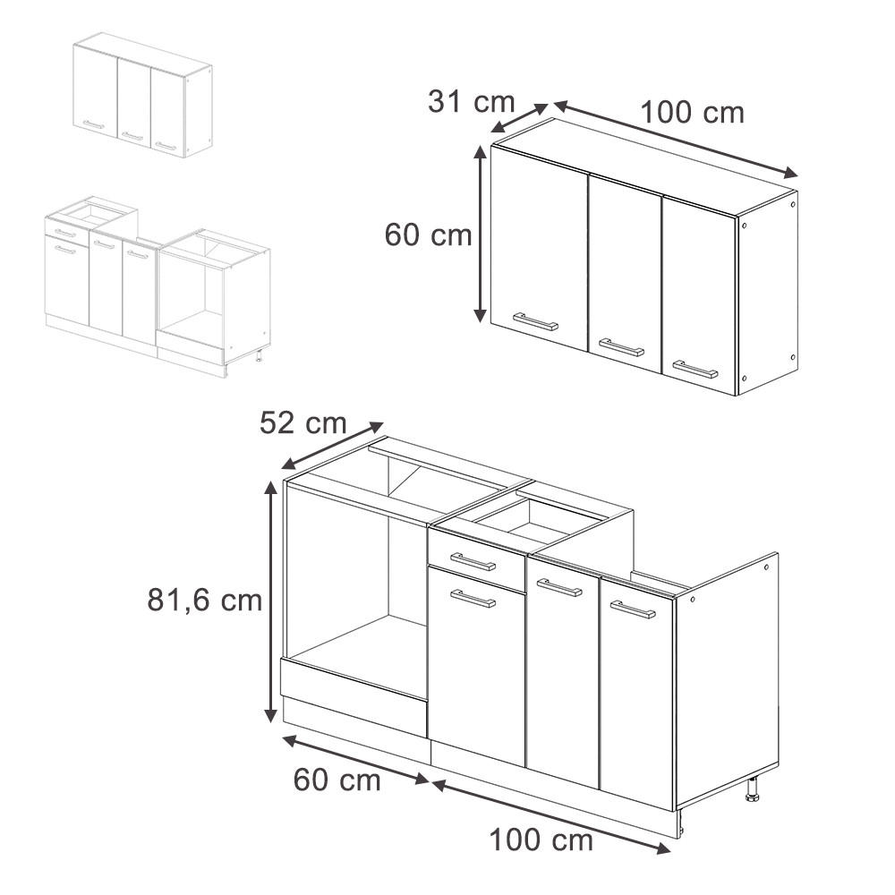 Thumbnail - Vicco Singleküche, Weiß Hochglanz, Anthrazit, Holzwerkstoff, Rechteckig, 160x81.6x46 cm, Küchen, Küchenzeilen & Küchenbl...