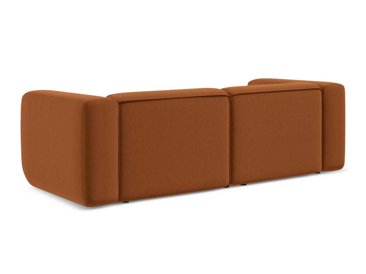 3-SITZER SOFA Samt Stoff Orange - Terra cotta/Schwarz, Kunststoff/Textil (228/70/89cm) - Makamii