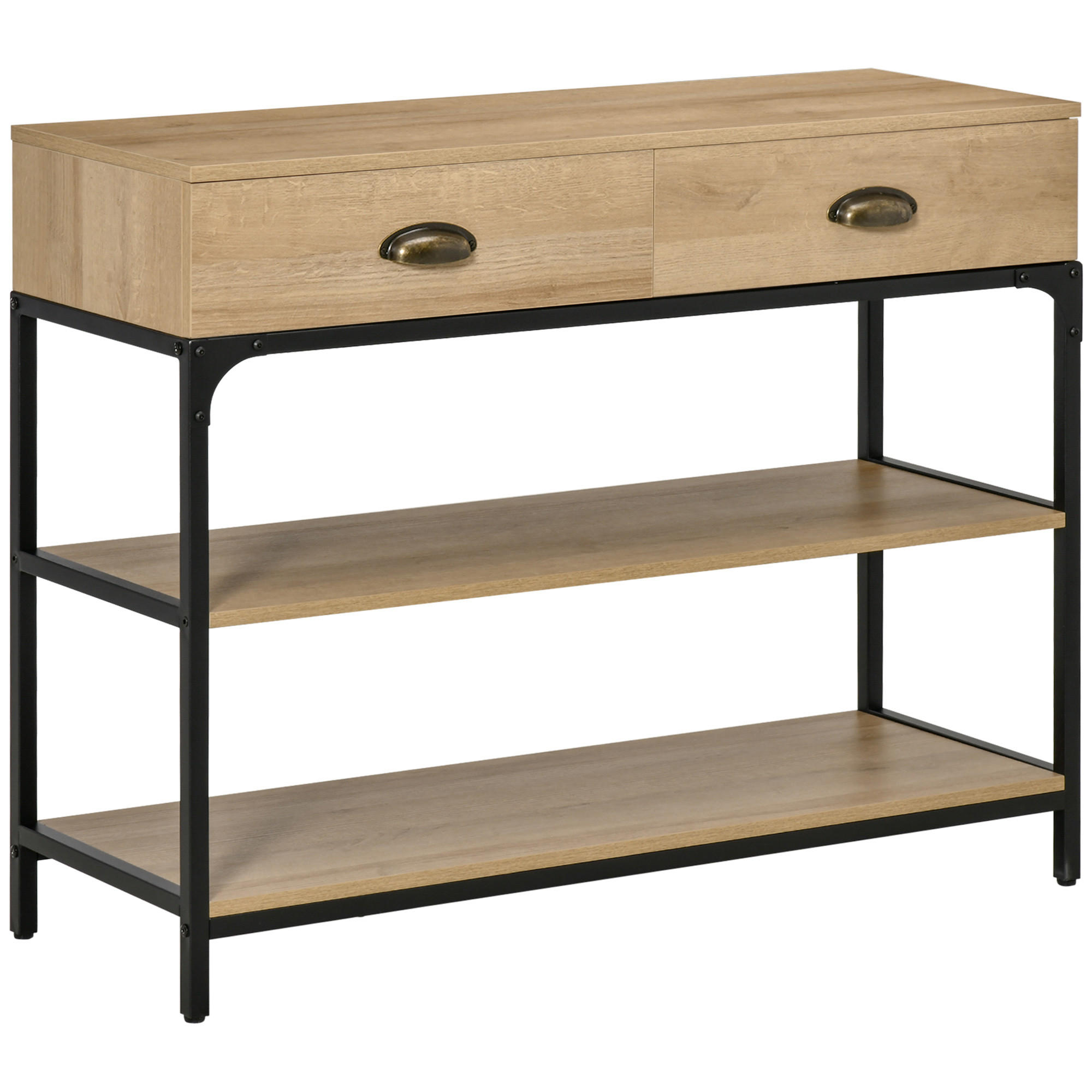KONSOLENTISCH Eiche Melamin in Holzoptik und Stahl 1 Stück - Beige, Kunststoff (100/35/79.2cm) - GiPP