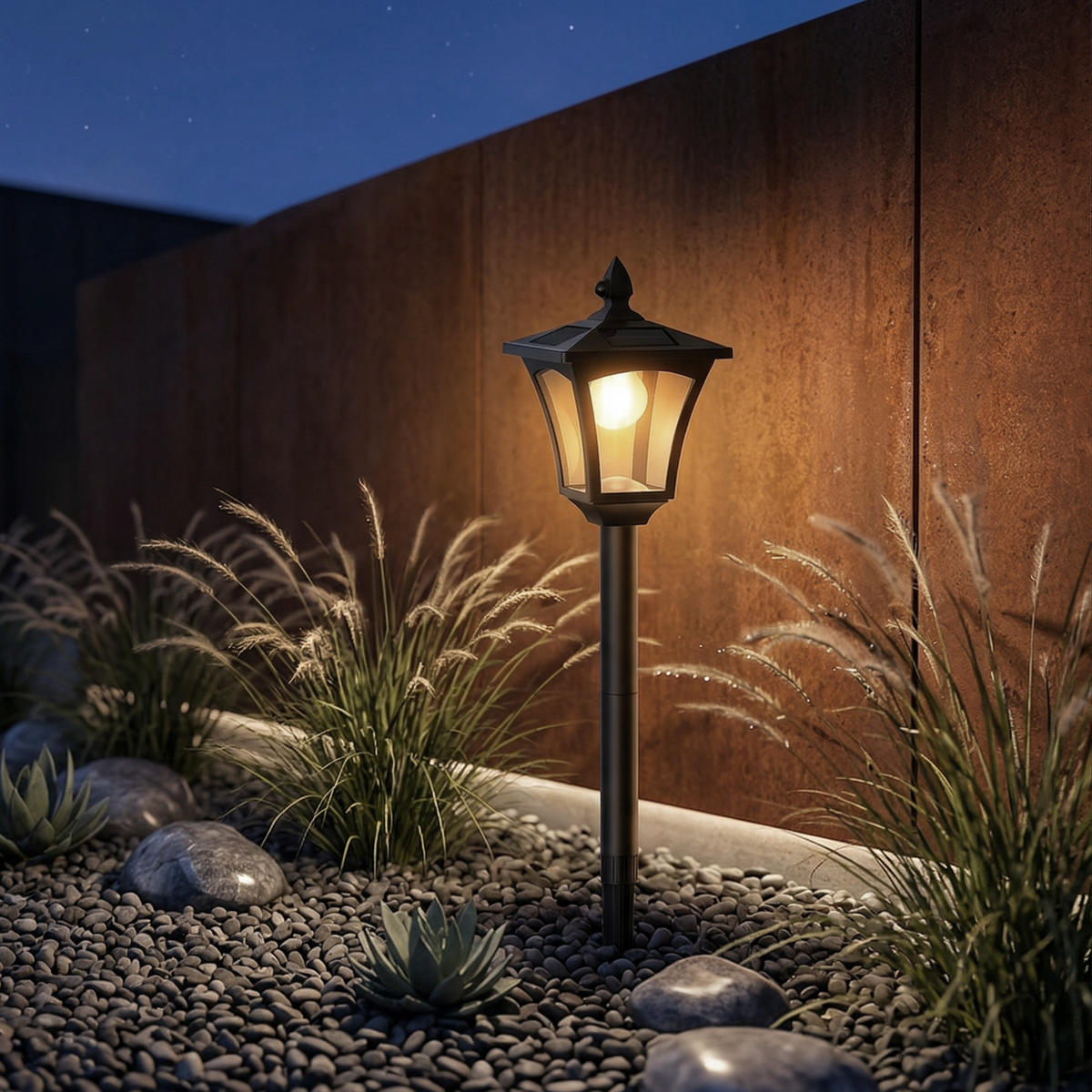 LED-SOLAR-GARTENSTEHLEUCHTE mit Bewegungsmelder Dämmerungssensor für Garten Terasse Balkon warmweißes Licht 3000K 20lm IP44 3-in-1 - Schwarz, Kunststoff (17.5/17.5/175cm) - Northpoint