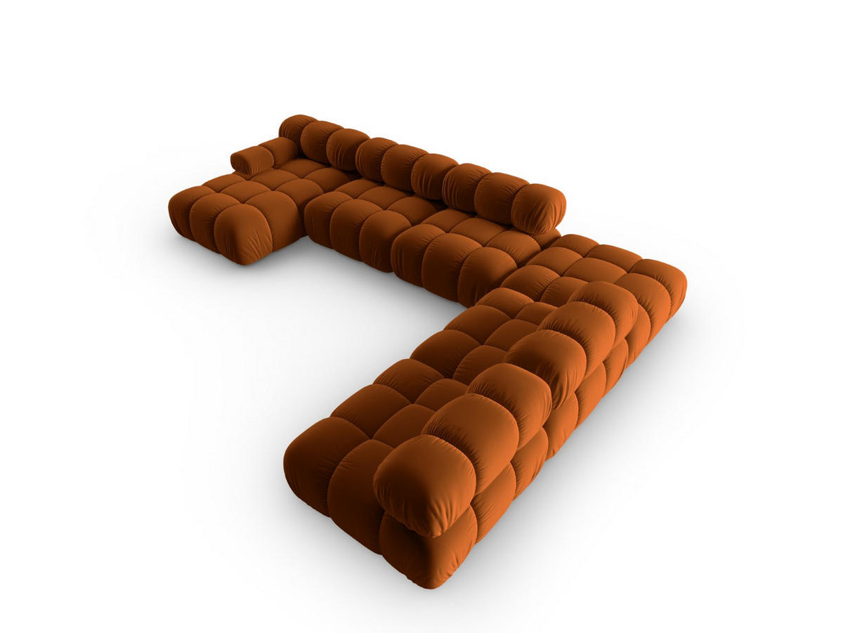 MODULARES-PANORAMASOFA rechts Bellis aus Samt terrakotta 7 Sitzplätze - Terra cotta, Textil (282/63/379cm) - Micadoni