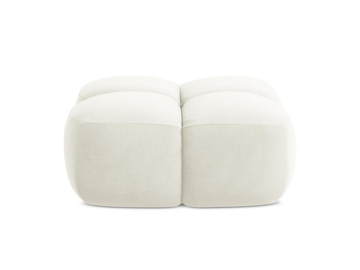 POUF Samt Stoff Beige - Hellbraun/Schwarz, Holzwerkstoff/Kunststoff (90/39/90cm) - Makamii