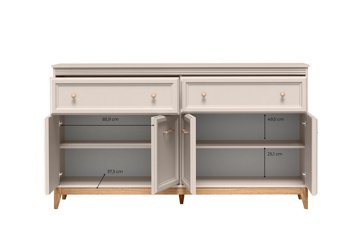 KOMMODE Windsor W-2 179 x 100 x 40,5 cm Kaschmir - Kaschmir/Eichefarben, Eichenholz/Holzwerkstoff (179/100/40.5cm) - Koseto