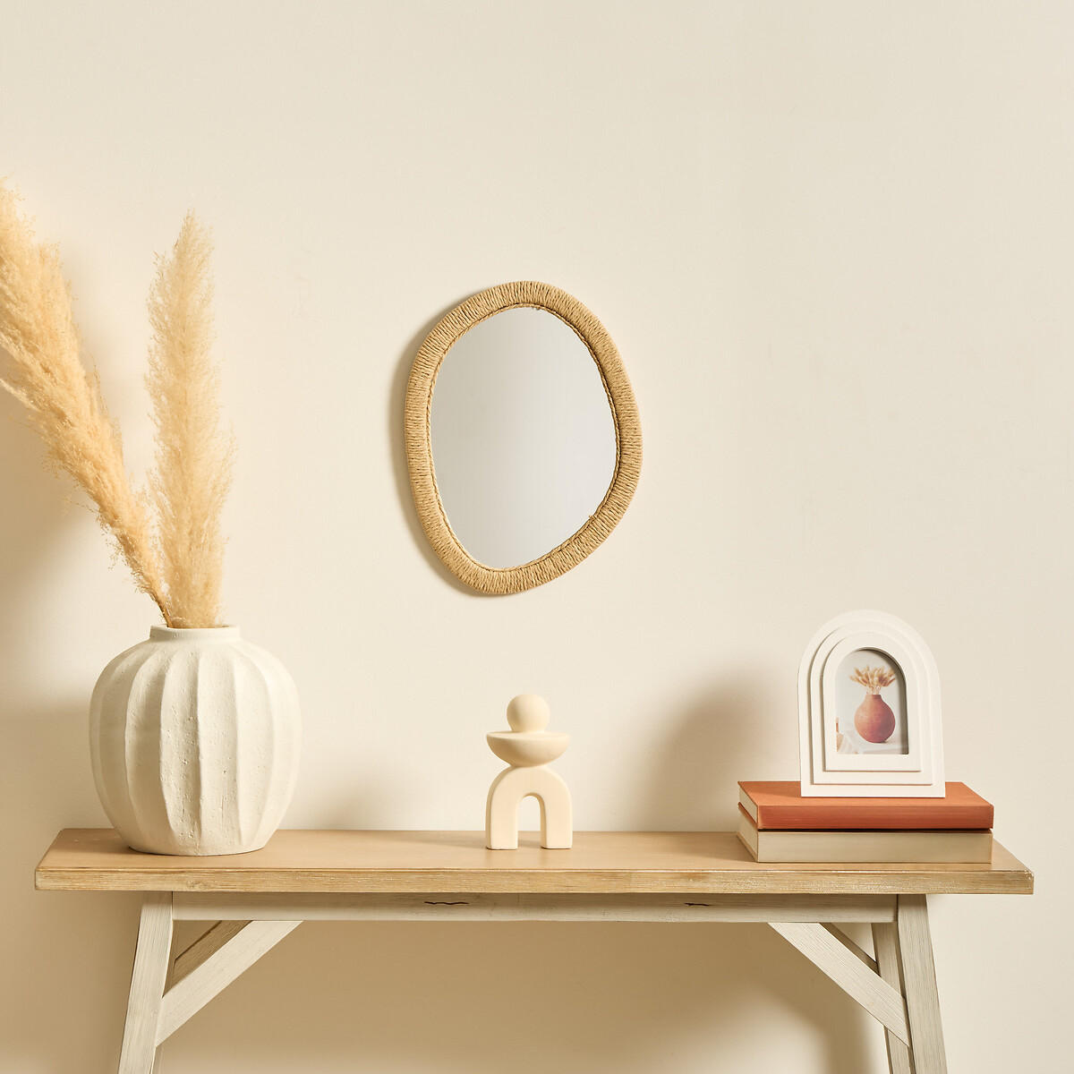 WANDSPIEGEL mit geflochtener Rahmenfassung Tilia 31/1,5/40,5 cm - Beige, Glas (1.5/40.5/31cm) - Atmosphera Createur d´interieur