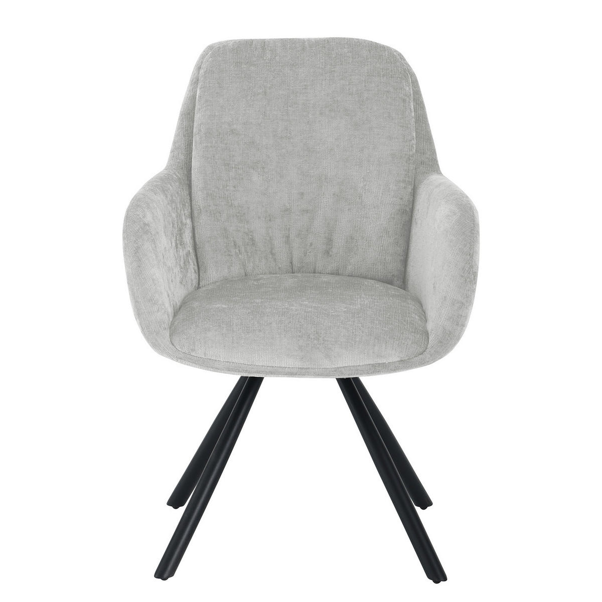 ARMLEHNENSTUHL - Chenille / Eisen - Schwarz/Grau, Textil/Metall (60/87/64cm) - home24