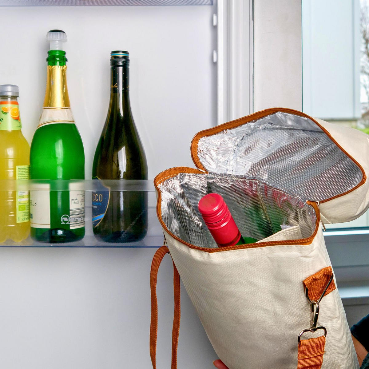 KÜHLTASCHE für Getränke 2 Flaschen 21/9.7/35.6 cm - Weiß, Textil (8.3/35.6cm) - Intirilife