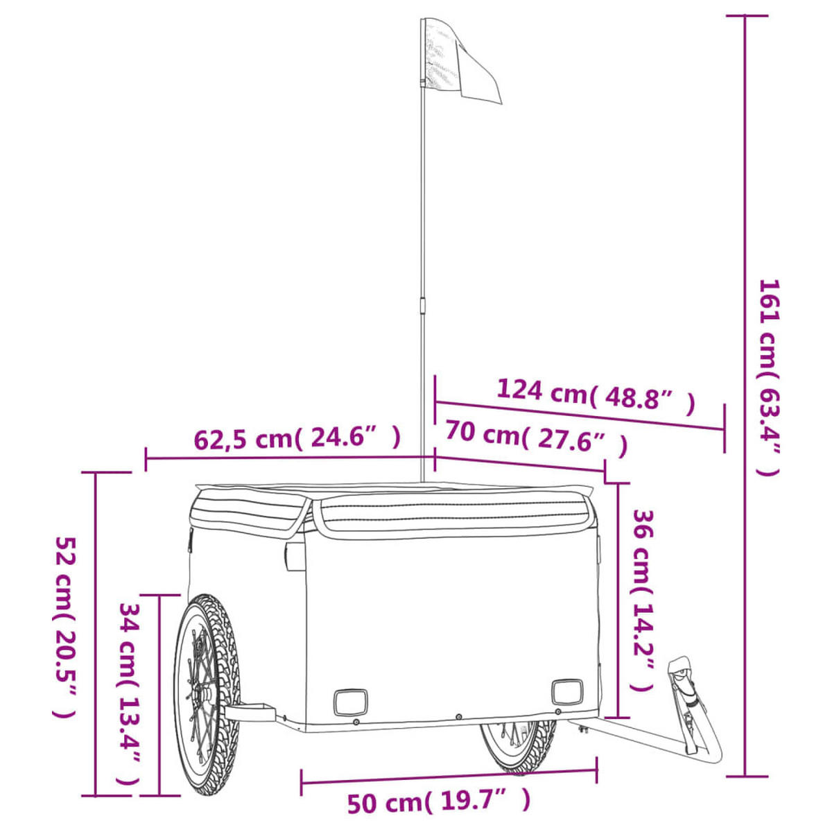FAHRRADANHÄNGER Schwarz Und Gelb 45 Kg Eisen - Gelb, Metall (62.5/52/124cm) - vidaXL