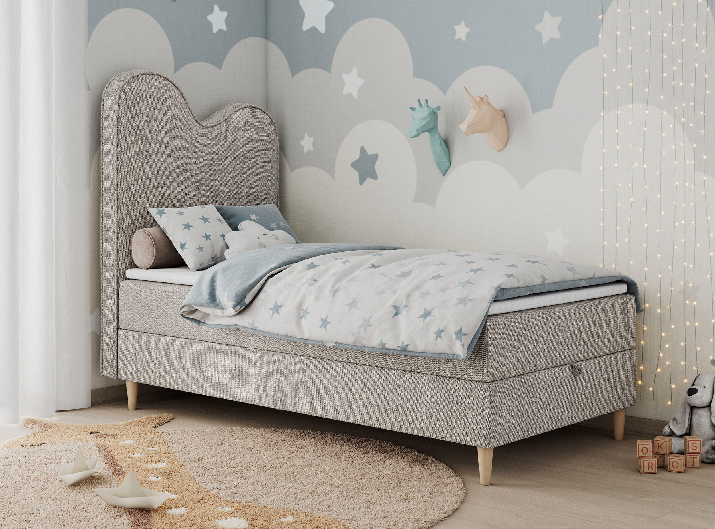 BOXBETT FLOW 90/180 Beige Struktur - H3 - Beige, Holz/Textil (90/180cm) - MKS