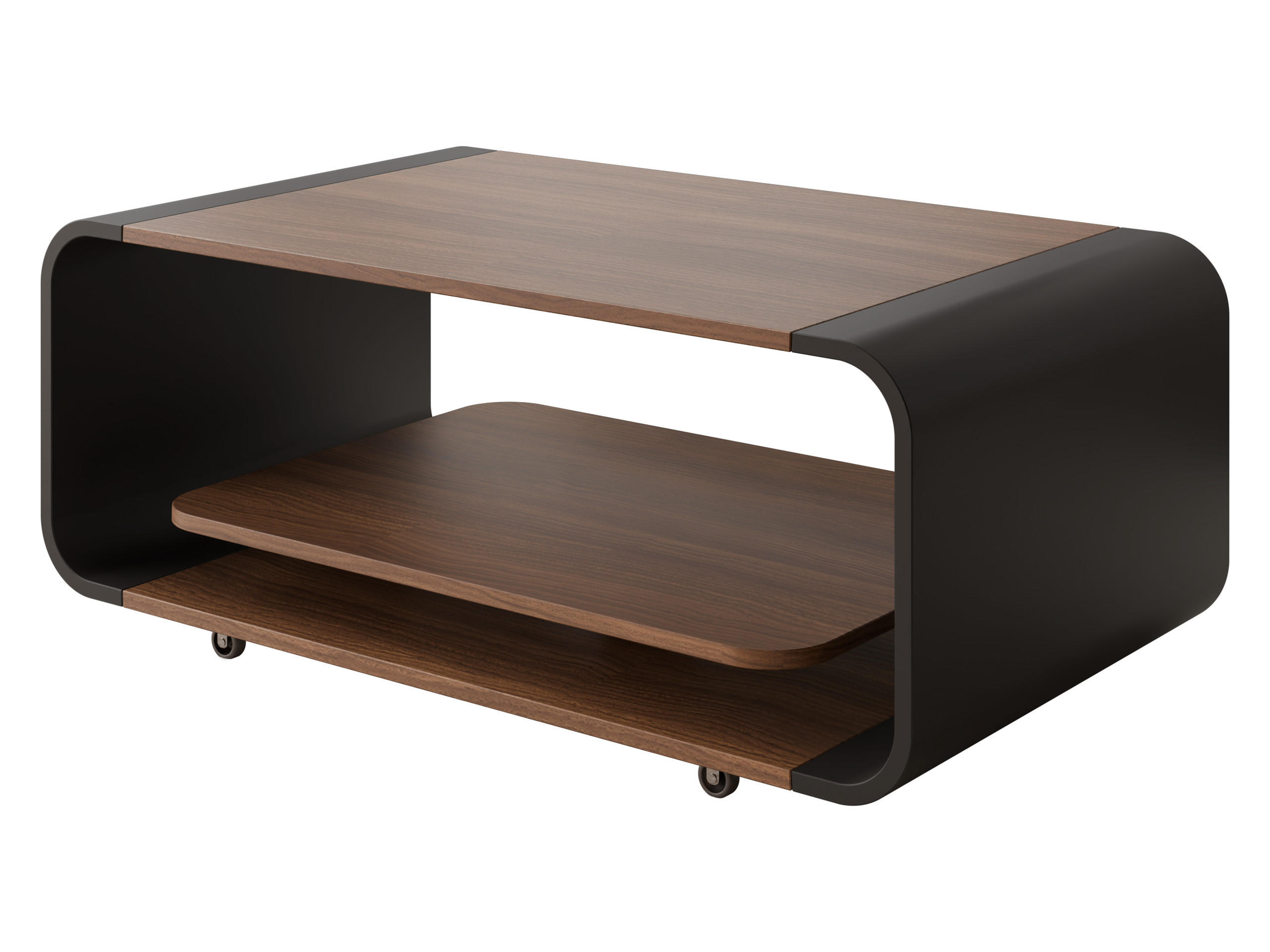 COUCHTISCH Elio - Nussbaumfarben/Schwarz, Holzwerkstoff (100/50/41cm) - MIRJAN24