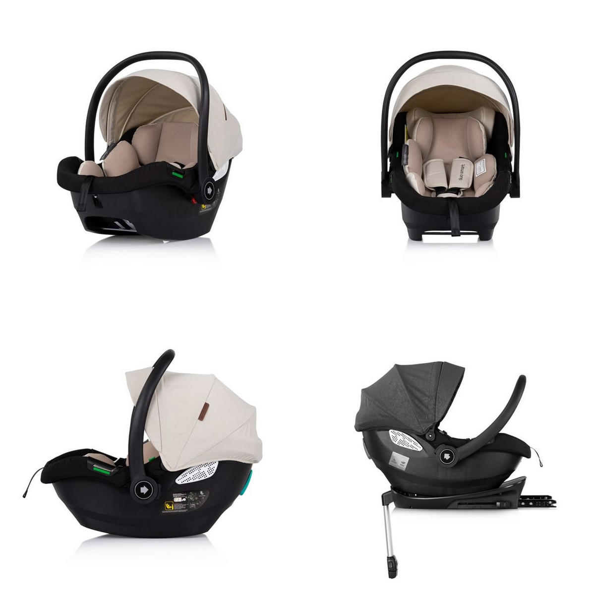 BABYSCHALE i-Size Duo Smart creme Gruppe 0+, Kissen, verstellbare Kopfstütze - Beige, Kunststoff (40/58/66cm) - Chipolino