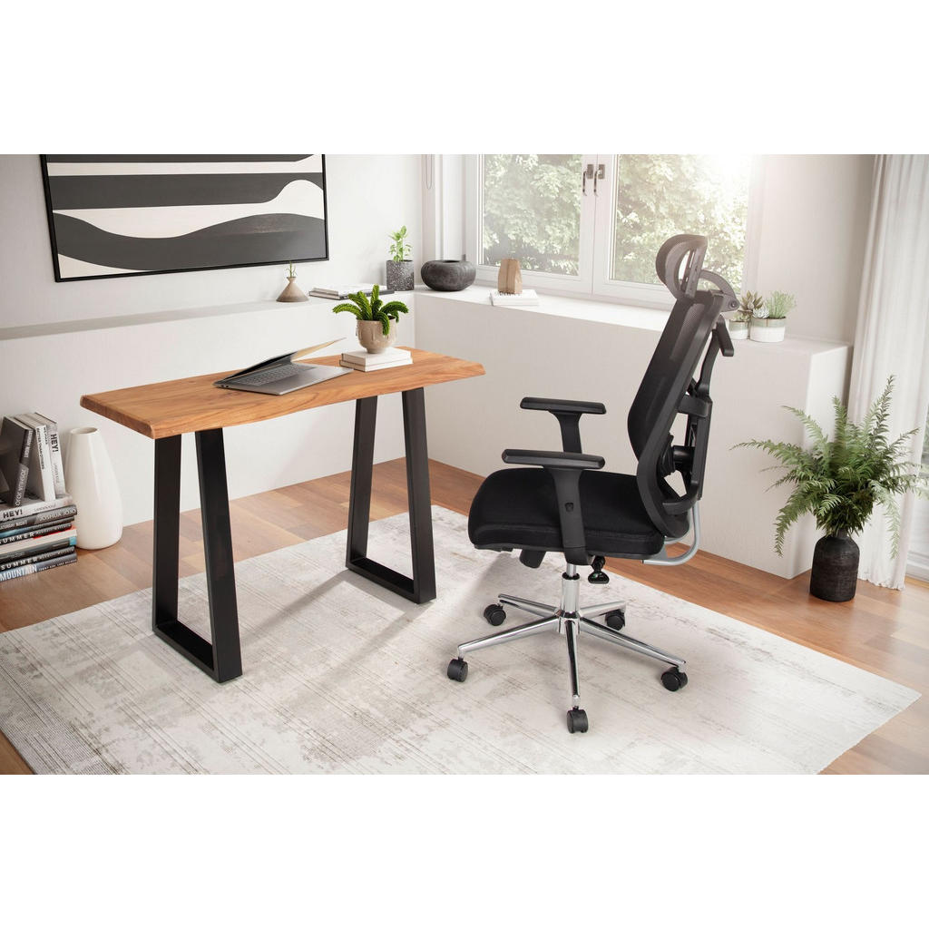 Thumbnail - Kadima Design Schreibtisch, Braun, Holz, Echtholz,Akazie, Rechteckig,Rechteckig, U-Form, 118x76x41 cm, Arbeitszimmer, Sc...