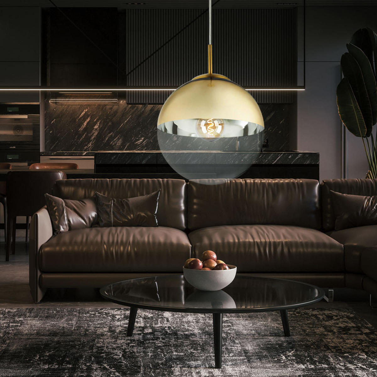 LED HÄNGELEUCHTE VARUS Gold Transparent - Goldfarben, Glas (25/25/120cm)