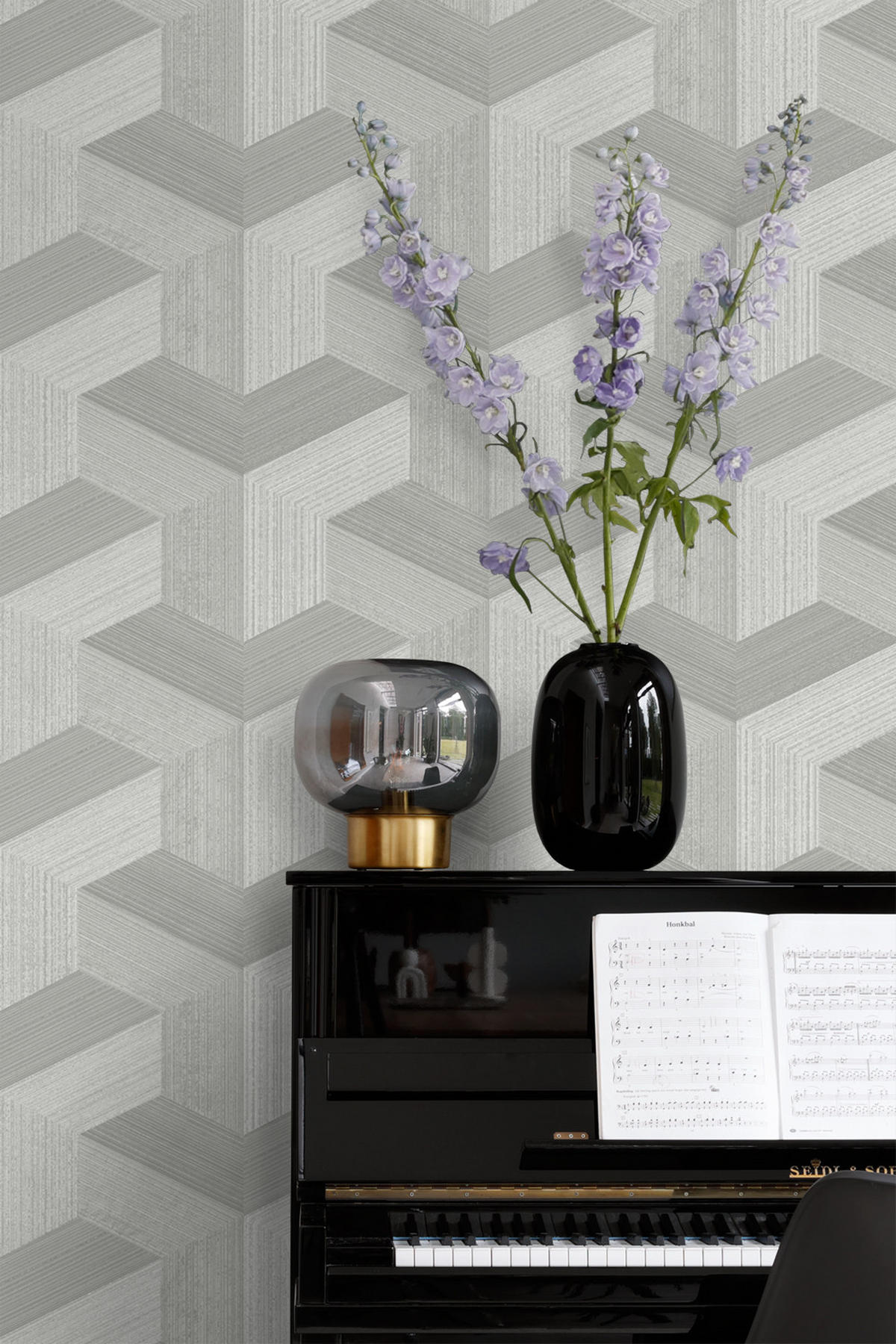 TAPETE 3D-Muster 53 cm x 10.05 m - Grau, Papier (53/1000cm) - Origin Wallcoverings