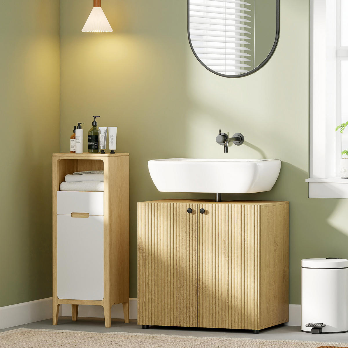 WASCHBECKENUNTERSCHRANK DE-15929 mit Soft-Close-Türen Naturholz - Naturfarben, Holzwerkstoff (60/58.5/39.8cm) - ComfortXL