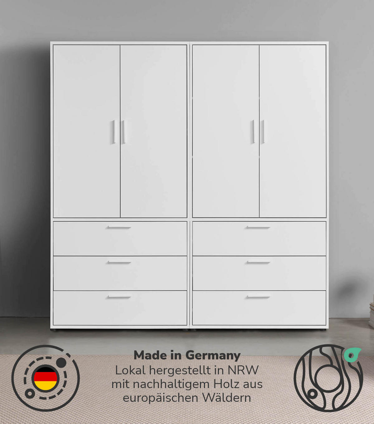KLEIDERSCHRANK Der Grenzenlose - Weiß, Holzwerkstoff (180/187/58cm) - Mokebo