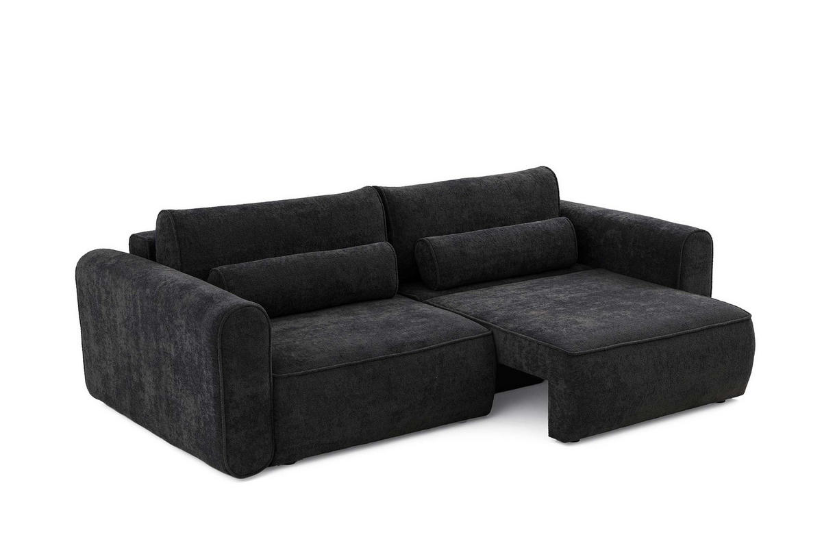ECKSOFA MOTION mit Schlaffunktion 130x200 Webstoff Schwarz - Schwarz, Holz/Textil (250/120cm) - Muffo